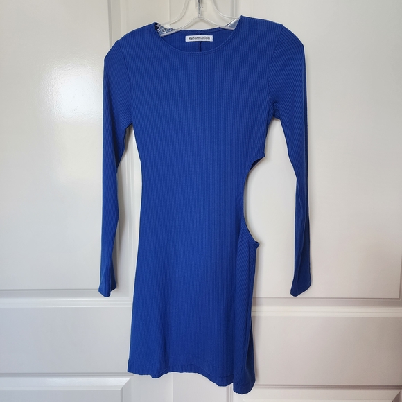 Reformation Kensy Long Sleeve Minidress In Royal - Picture 5 of 10